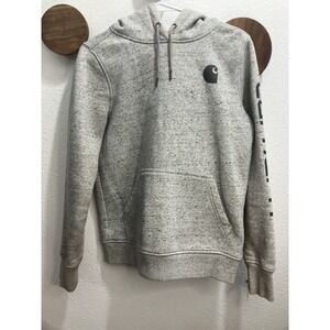 Women's S Carhartt Hoodie Heather Gray Cowgirl Farm Chores Country Cozy Warm